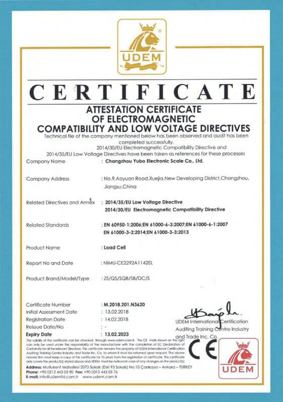 稱重傳感器CE證書