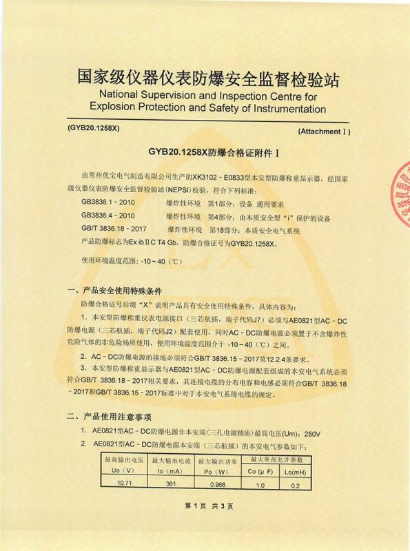 Explosion-proof certificate